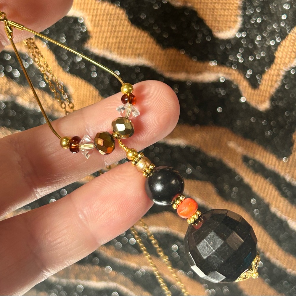 Handcrafted vintage bead changeable charm pendant on chain necklace